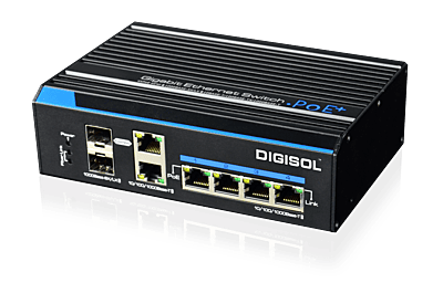 Digisol Unmanaged Din-Rail Industrial PoE Gigabit Switch, DG-IS1006GPH-A