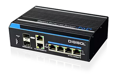Digisol Unmanaged Din-Rail Industrial PoE Gigabit Switch, DG-IS1006GPH-A