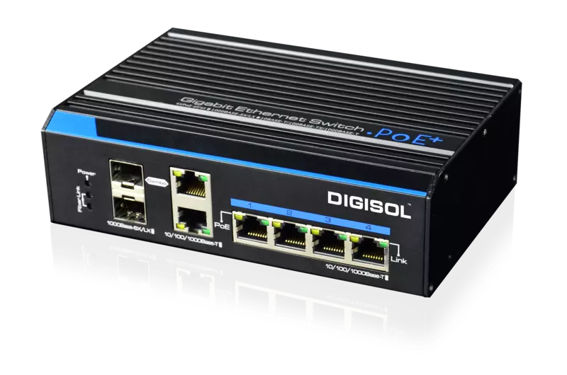 Digisol Unmanaged Din-Rail Industrial PoE Gigabit Switch, DG-IS1006GPH-A
