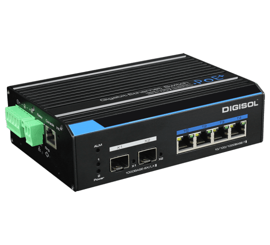 DG-IS4506HPE – Digisol L2 Managed Din-Rail Industrial Gigabit PoE Switch