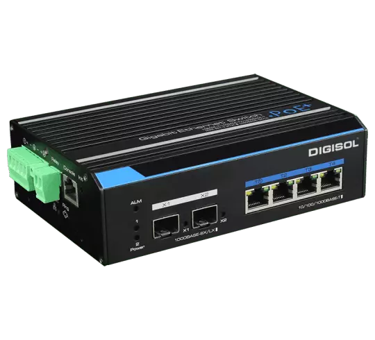 DG-IS4506HPE – Digisol L2 Managed Din-Rail Industrial Gigabit PoE Switch