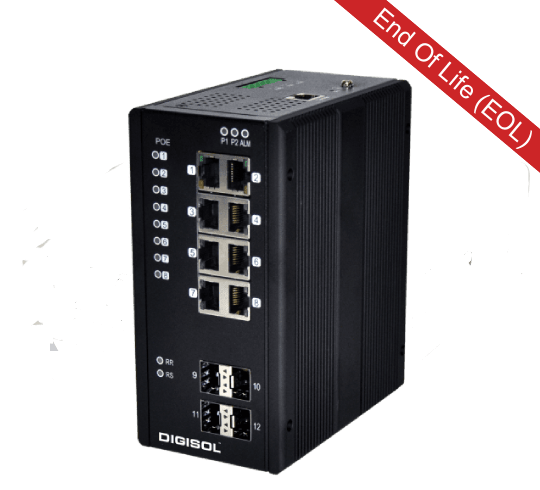 DG-IS4512HP – Digisol L2-Managed Din-Rail Industrial Ethernet Switch