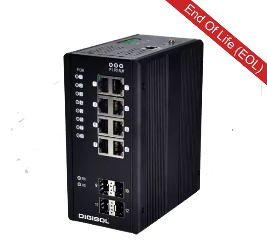 DG-IS4512HP – Digisol L2-Managed Din-Rail Industrial Ethernet Switch