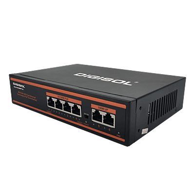 DIGISOL 4 Port PoE Fast Ethernet Unmanaged Switch with 2 Uplink Ports – DG-FS1006PF-B