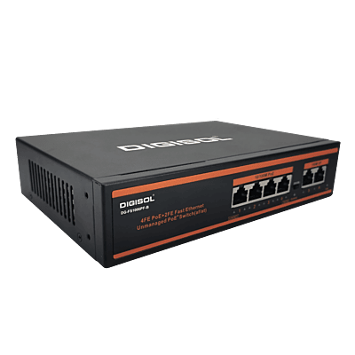 DIGISOL 4 Port PoE Fast Ethernet Unmanaged Switch with 2 Uplink Ports – DG-FS1006PF-B