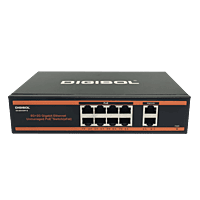 DIGISOL 8 Port PoE Fast Ethernet Unmanaged Switch with 2 Uplink Ports – DG-FS1010PF-B