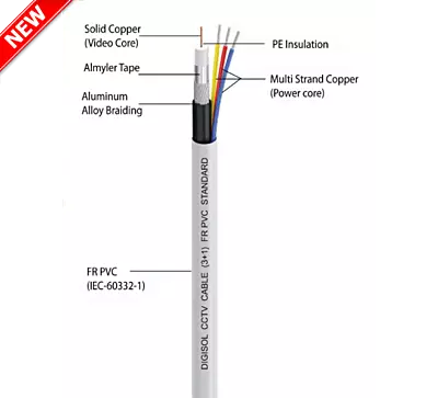 DIGISOL CCTV 3+1 Standard Cable with Al Alloy braiding 90mtrs – DGC-CC3S4F-9WCS