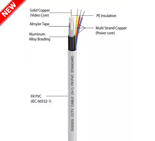 DIGISOL CCTV 3+1 Standard Cable with Al Alloy braiding 90mtrs – DGC-CC3S4F-9WCS