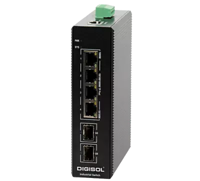 DIGISOL Managed Industrial Switch with 2 Gigabit SFP Ports and 4 Gigabit PoE Ports, PoE: 120W – DG-IS4506HPE