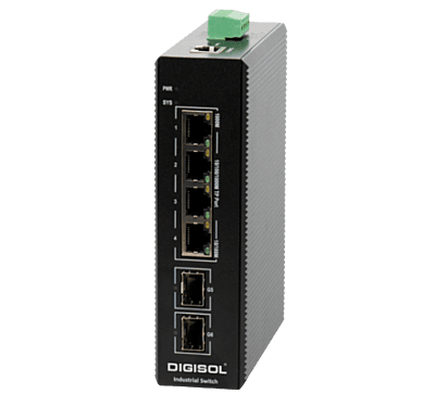 DIGISOL Managed Industrial Switch with 2 Gigabit SFP Ports and 4 Gigabit TX Ports – DG-IS4506E