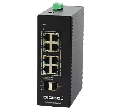 DIGISOL Managed Industrial Switch with 2 Gigabit SFP Ports and 8 Gigabit TX Ports – DG-IS4510E
