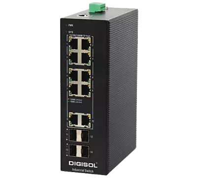 DIGISOL Managed Industrial Switch with 4 Gigabit SFP Ports, 2 Gigabit TX Ports and 8 Gigabit PoE Ports, PoE: 240W – DG-IS4514HPE
