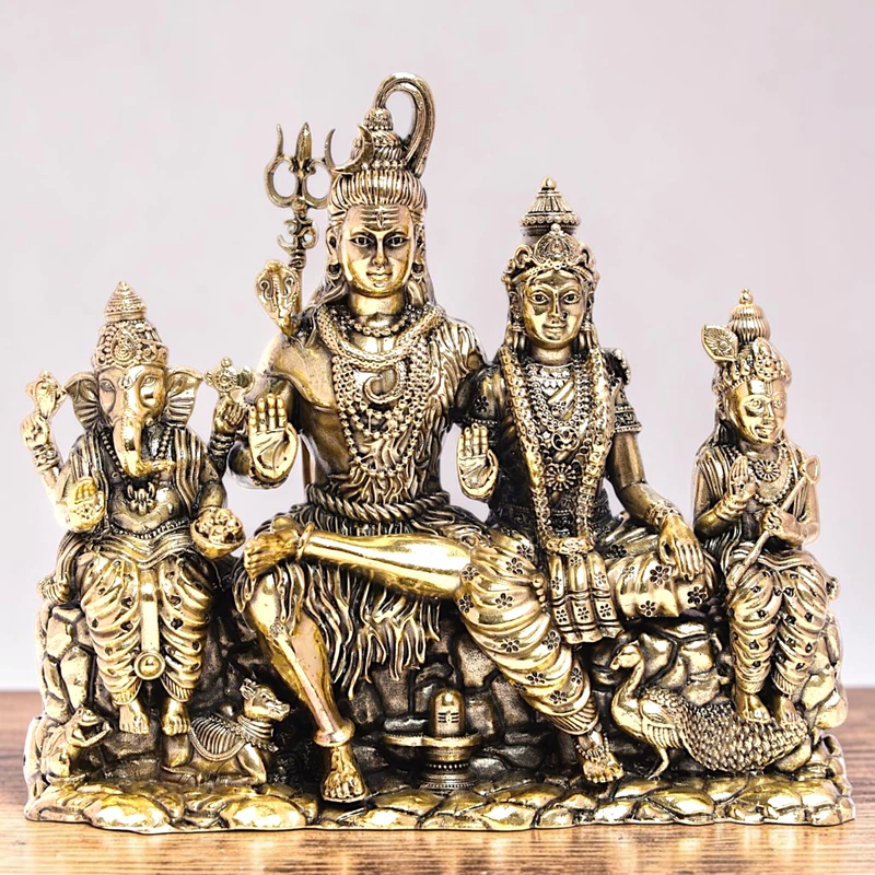 Shiv Parivar – Sacred Family Presence | Fine Brass | 5.5”