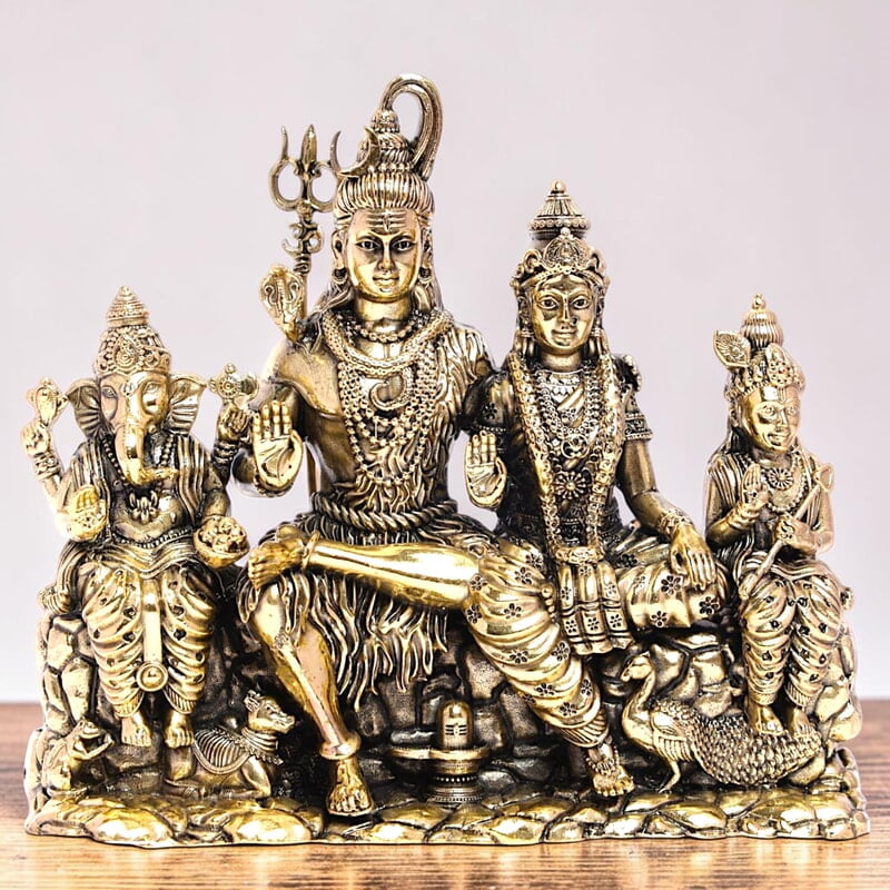 Shiv Parivar – Sacred Family Presence | Fine Brass | 5.5”