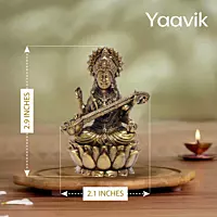 Goddess Saraswati – Lotus Wisdom | Fine Brass | 3”
