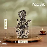 Goddess Saraswati – Lotus Wisdom | Fine Brass | 2.5”