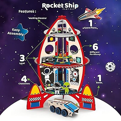 DIY Rocket Playset Doll House Space