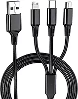 Champion 3-in-1 USB Fast Charging Cable Type C, Lightning, Micro USB, Compatible with iPhone, iPad, Samsung, OnePlus, Mi, Oppo, Vivo, Xiaomi Champion 3-in-1 USB Fast Charging Cable Type C, Lightning, Micro USB, Compatible with iPhone, iPad, Samsung, OnePlus, Mi, Oppo, Vivo, Xiaomi