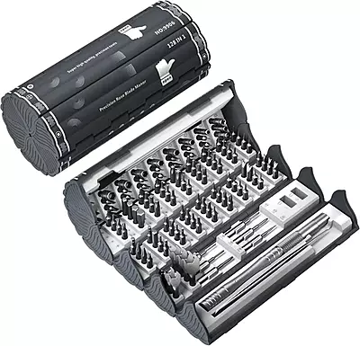 Precision Mechanic Tool Set 128 in 1 Magnetic Screwdriver Kit for PC, Mobile, Laptop, MacBook, PS5, Xbox & Camera Repair