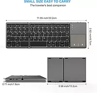 Wireless Foldable Bluetooth Keyboard with Touchpad, Slim Portable Design for Tablets & Laptops