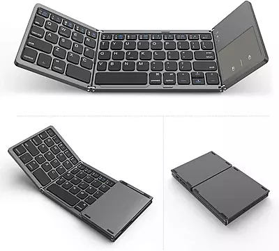 Wireless Foldable Bluetooth Keyboard with Touchpad, Slim Portable Design for Tablets & Laptops Wireless Foldable Bluetooth Keyboard with Touchpad, Slim Portable Design for Tablets & Laptops