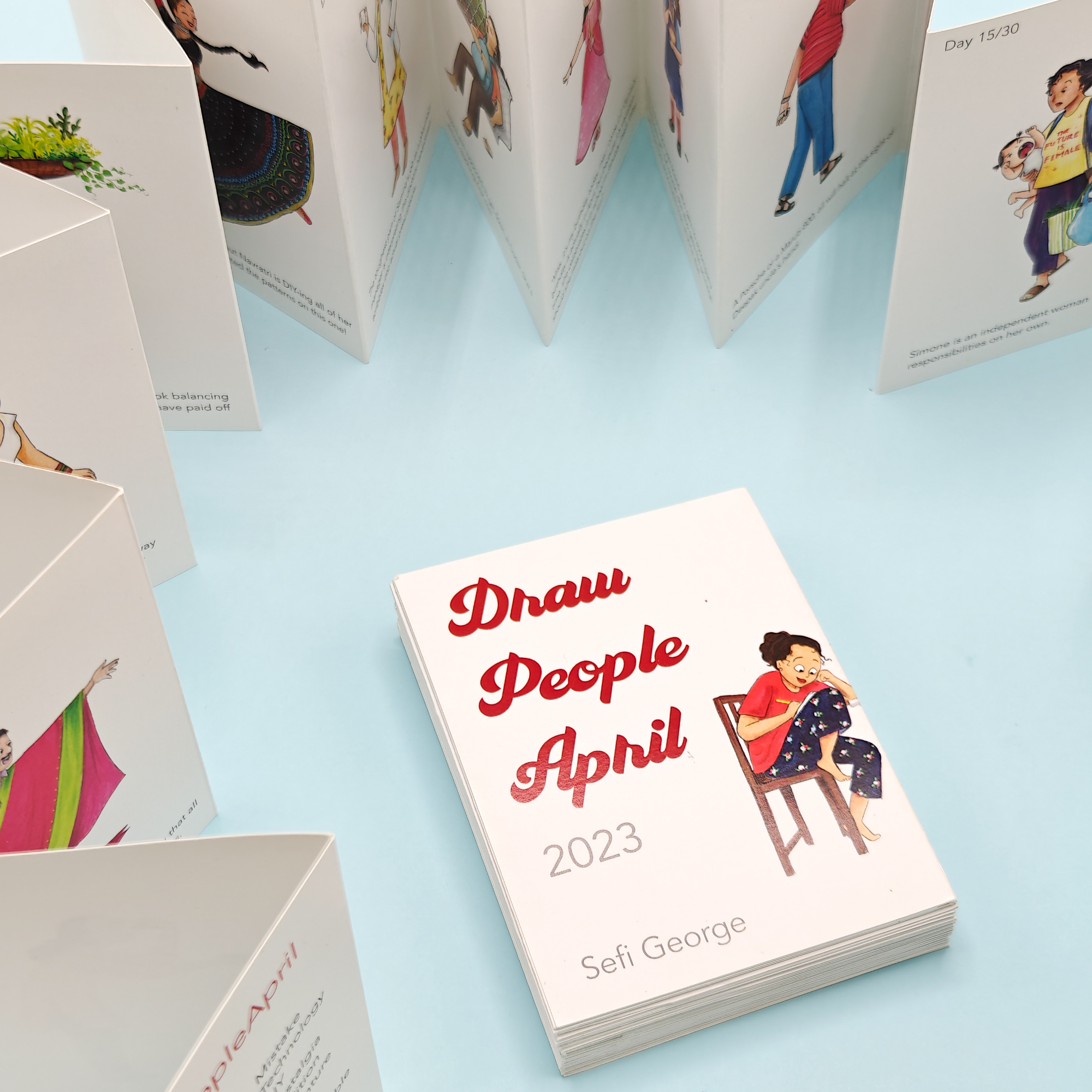 Draw People April Accordion booklet