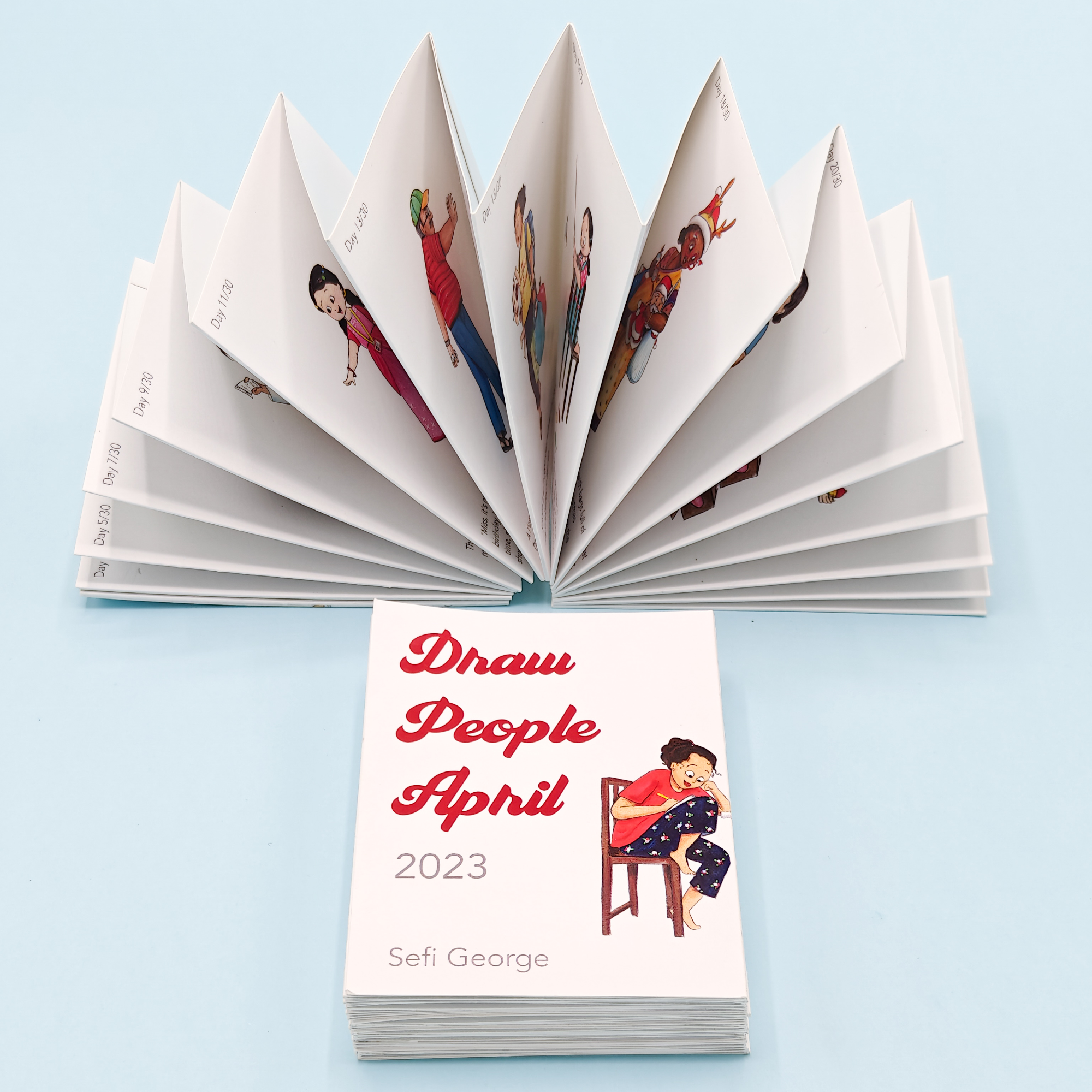 Draw People April Accordion booklet