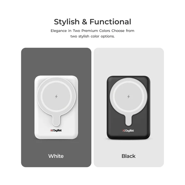 Digitek Power Bank DPB-5000 MS (15W Wireless, 20W PD, Type-C, Black)
