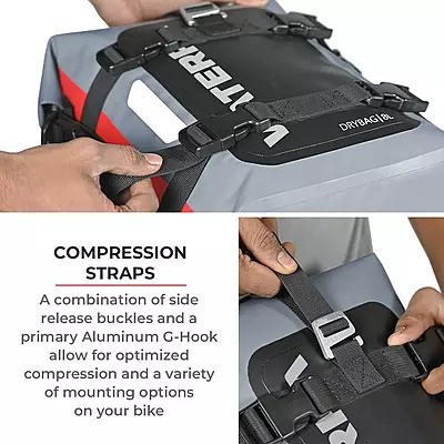 Viaterra Drybag 8L - 100% Waterproof Motorcycle Tailbag/Rear Rack Bag (Universal with Versatile Mounting) Viaterra Drybag 8L - 100% Waterproof Motorcycle Tailbag/Rear Rack Bag (Universal with Versatile Mounting)