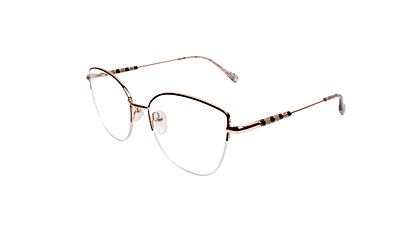 Soigné Female Medium Half Rim Cat Eye Spectacle Frame.Black&Golden