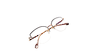 Soigné Female Medium Half Rim Cat Eye Spectacle Frame.Black&Golden