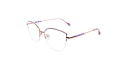 Soigné Female Medium Half Rim Cat Eye Spectacle Frame.Rose Gold&Purple