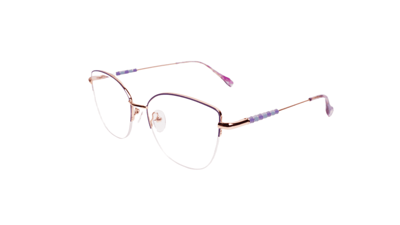 Soigné Female Medium Half Rim Cat Eye Spectacle Frame.Rose Gold&Purple Soigné Female Medium Half Rim Cat Eye Spectacle Frame.Rose Gold&Purple