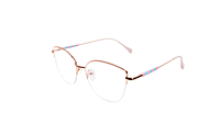 Soigné Female Medium Half Rim Cat Eye Spectacle Frame.Rose Gold Soigné Female Medium Half Rim Cat Eye Spectacle Frame.Rose Gold