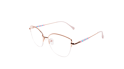 Soigné Female Medium Half Rim Cat Eye Spectacle Frame.Rose Gold