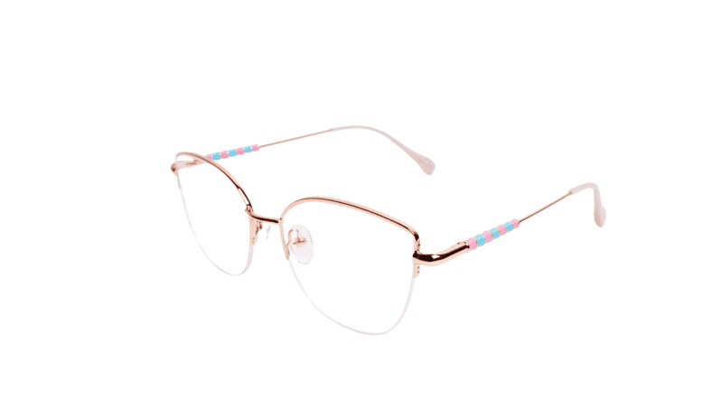 Soigné Female Medium Half Rim Cat Eye Spectacle Frame.Rose Gold Soigné Female Medium Half Rim Cat Eye Spectacle Frame.Rose Gold