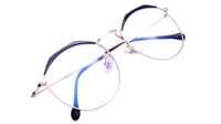 Unisex Round Spectacle Frame. Black &Golden Color Metal Frame.