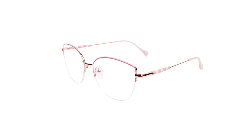 Soigné Female Medium Half Rim Cat Eye Spectacle Frame.Rose Gold&Pink Soigné Female Medium Half Rim Cat Eye Spectacle Frame.Rose Gold&Pink