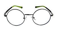 Soigné Kids Small Round Spectacle Frame.Black&Green.(4-9)Y-Unisex