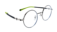 Soigné Kids Small Round Spectacle Frame.Black&Green.(4-9)Y-Unisex