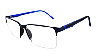 Soigné Unisex Large Half Rimmed Rectangular Spectacle Frame.Blue&Black
