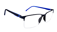 Soigné Unisex Large Half Rimmed Rectangular Spectacle Frame.Blue&Black