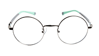Soigné Kids Small Round Spectacle Frame.Silver&Green.(4-9)Y-Unisex