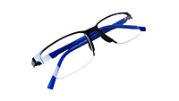 Soigné Unisex Large Half Rimmed Rectangular Spectacle Frame.Blue&Black