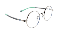 Soigné Kids Small Round Spectacle Frame.Silver&Green.(4-9)Y-Unisex