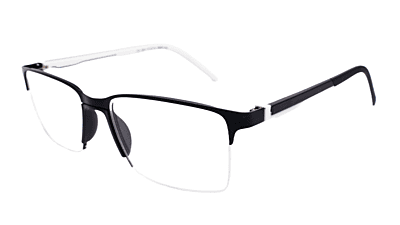 Soigné Unisex Half Rimmed Rectangular Spectacle Frame.Black&White-Large