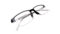 Soigné Unisex Half Rimmed Rectangular Spectacle Frame.Black&White-Large Soigné Unisex Half Rimmed Rectangular Spectacle Frame.Black&White-Large