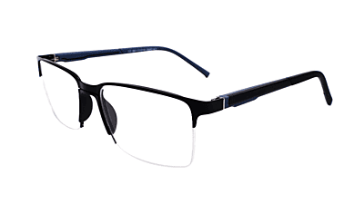 Soigné Unisex Half Rimmed Rectangular Spectacle Frame.Black&Gray-Large