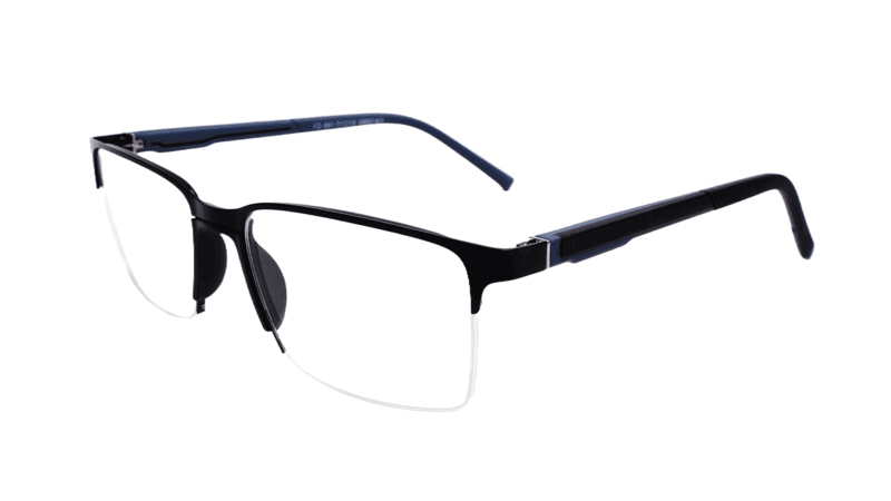 Soigné Unisex Half Rimmed Rectangular Spectacle Frame.Black&Gray-Large