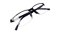 Soigné Unisex Half Rimmed Rectangular Spectacle Frame.Black&Gray-Large